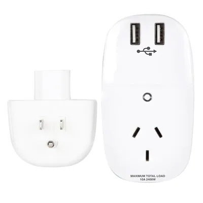 $23 • Buy Crest Travel AU/NZ To USA/American Adapter Power Plug 3 Pin W/2 USB Outlet 2400W
