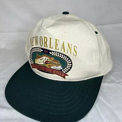Vintage 90s New Orleans LA Rollin On The River SnapBack 5 Panel Trucker Hat Cap • $12.95