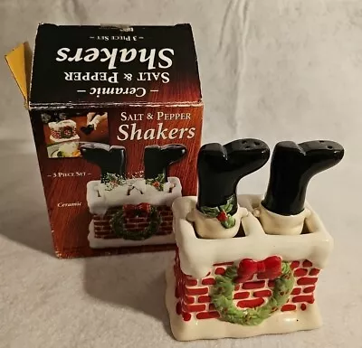 Christmas Salt And Pepper Shakers In Chimney Swivels Vintage In Box Unused  • $10.95