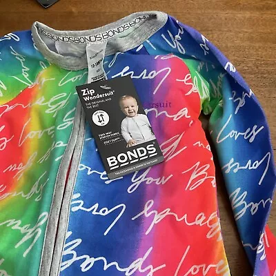 Bonds Baby Wondersuits Zippy BNWT  Rainbow  Love You Bonds Size 1 • $25