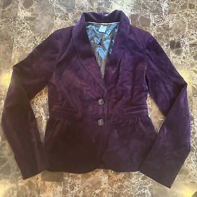J Crew Womens Blazer Jacket 0 Purple Wine Velvet Velour Lined Schoolboy Peplum • $49.99