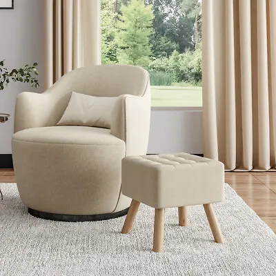 £29.95 • Buy Linen Ottoman Footstool Pouffe Bench Foot Stool Living Room Bedroom Hallway Seat