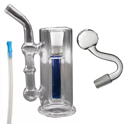 Mini Glass Bong Blue Core Hookah Smoking Water Pipe Bong Bubbler + 10mm Bowl • £7.19
