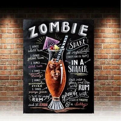 £4.99 • Buy Zombie COCKTAIL RECIPE METAL SIGN Bar Cafe Beer Garden Man Cave