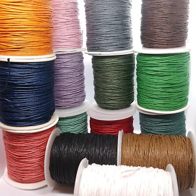 Wax Cotton Cord 1mm 10m 20m Jewellery Making Necklace Bracelet Macrame String UK • £2.69