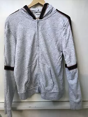 Victoria's Secret Grey Marl Full Zip Hoodie Bling Rose Gold Sequin Size Medium • $38.95