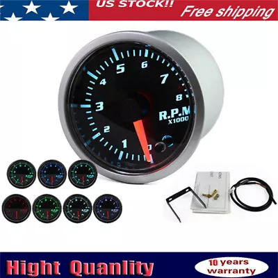 2'' 52mm Tacho Gauge Meter Tachometer 0-8000 RPM LED For 1-10 Cylinder Engine • $24.58