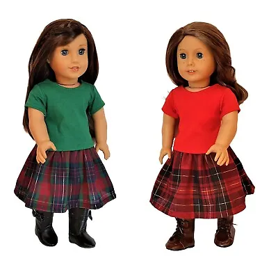 Handmade Doll Clothes T-shirt And Skirt Fit 18  Girl Dolls Maplelea Christmas • $15