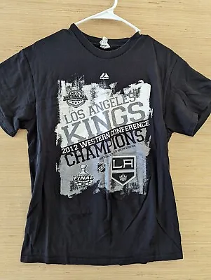 Mens Los Angeles LA Kings Hockey Short Sleeve 2012 Shirt Cotton Medium Black • $3.73