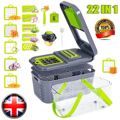 £17.98 • Buy 22 In 1 Vegetable Chopper Salad Fruit Mandolin Slicer Food Dicer Cutter Peeler
