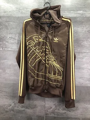 Vintage Adidas Superstar Olympic Brown Track Jacket Big Logo Sneakers Size S • $65