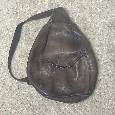 Vintage Ellington Soft Leather One Strap Sling Crossbody Backpack Bag Brown BH • $59.95