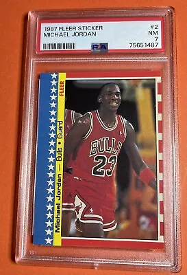 1987 Fleer Sticker #2 Michael Jordan PSA 7 NM “SRR-CARDS” • $129.99