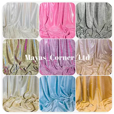 £1.50 • Buy Sparkly Glitter Stretch Moonlight Fabric 58”wide Dress Bridal Costumes Backdrop