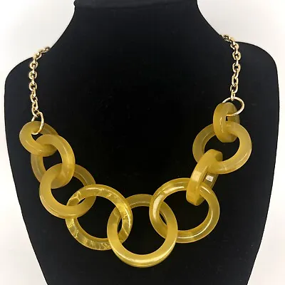Glamor Yellow Lucite Resin Chunky Runway Statement Couture Necklace Monies Era • $24.99