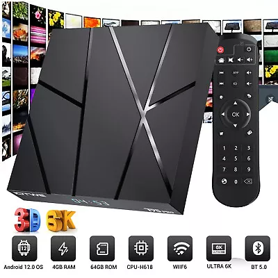 TV BOX T95 PRO 5G WIFI6 Smart 6K UHD Android 13.0 Media Player 4GB+128GB NEW UK • £39.99