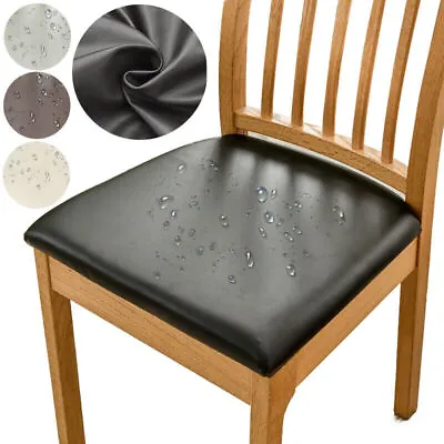 $9.79 • Buy Waterproof PU Leather Chair Cushion Covers Stretch Dining Seat Slipcover Black
