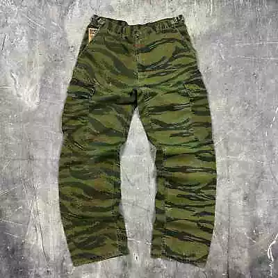 90s Tiger Camo Baggy Military Cargo Pants 34x31 S98 • $40