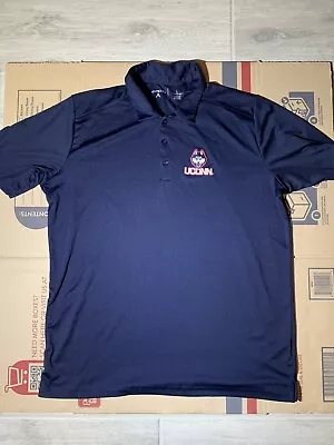 Antigua UConn Huskies Shirt Mens L Blue Polo Short Sleeves NCAA • $15