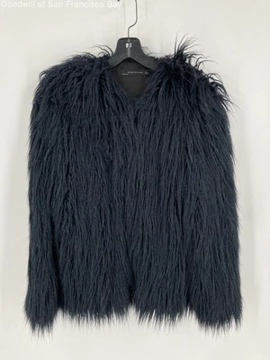 $19.99 • Buy Zara Womens Navy Faux Fur Long Sleeve Body Warmer Casual Coat Size Medium