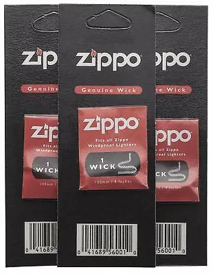 3 Packs 100% Genuine Zippo Lighter Wick  Genuine Original Free Postage • £4.79