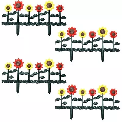 4 Pcs Sunflower Picket Fence Plastic Border Edging Outdoor Garden Lawn Fencing • £16.49