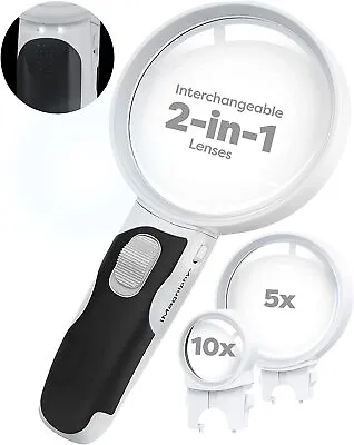 IMagniphy LED Illuminated Magnifying Glass Set With Lights For Senior Citizen • £6.49