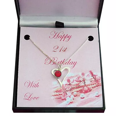 21st Birthday Necklace 925 Silver Birthstone Necklace Gift For Age 21 New! • £16.99