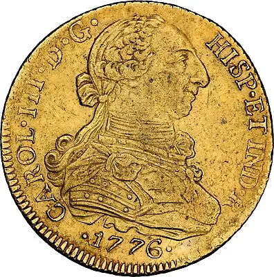 NGC AU 1776 Spanish Chile Gold 8 Escudo Doubloon Antique 1700's Colonial Coin • $3995