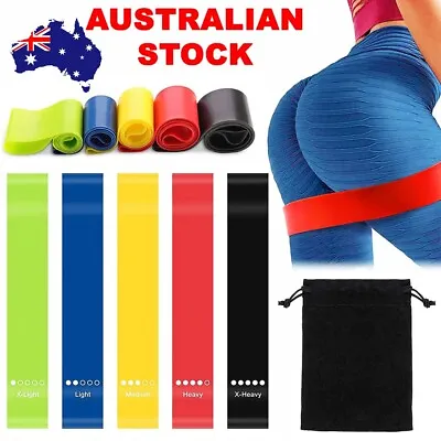 Resistance Bands 5 PCS Latex Yoga Strap Exercise Home Gym Tube Fitness Elastic • $8.99