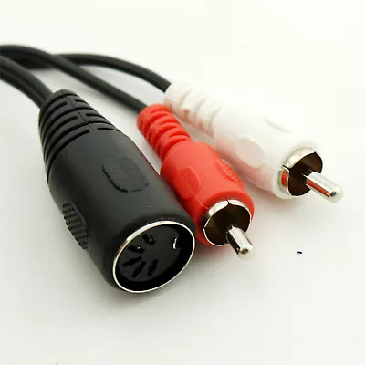 1x Midi Din 5Pin Female Jack To 2x RCA Phono Male Audio Video Adapter Cable 30cm • $5.99