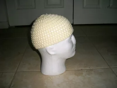 Adult WHITE Handmade Crochet Muslim Koofi Kufi Topi Cap Hat Islam Beanie Harley • $13.95