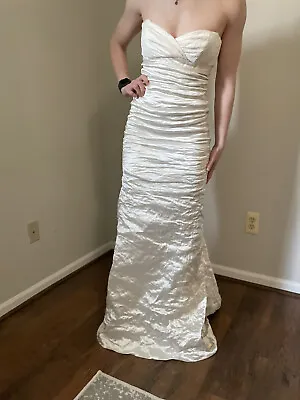 Nicole Miller Sweetheart Organza Techno Bridal Wedding Gown Dress 2 $880 Ea0040 • $300