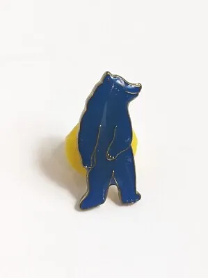 Blue Bear Pin Vintage From 80's Grizzly Standing Lapel Hat Tie Tac Enamel • $4