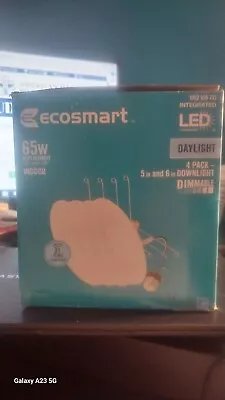 EcoSmart 4 In. White Integrated LED Recessed Trim Daylight  (4-pack) • $16