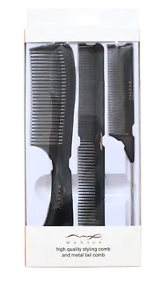 Maxius 3pc High Quality Styling Black Comb And Metal Tail Comb Set • $24.99