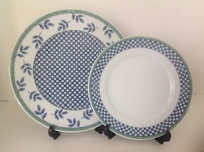 2 Villeroy & Boch Castell Switch 3 Plates 8.25  6.75  Blue/White  • $19.99