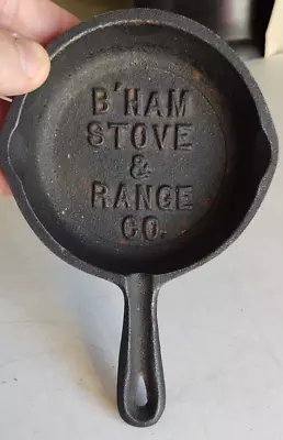 Antique Miniature Cast Iron Skillet Advertising B'Ham Stove & Range • $40