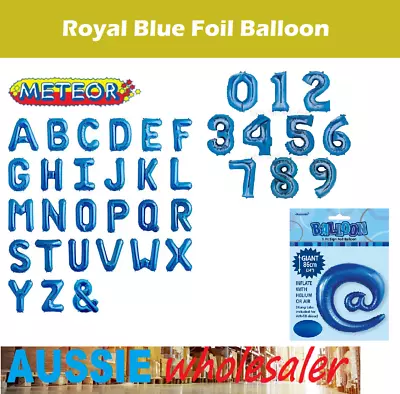 AU 35/86cm Royal Blue Foil Balloon Number Alphabet Letter Symbols Party Birthday • $5.49