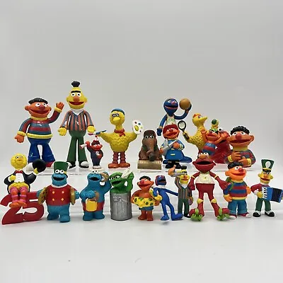 Sesame Street Figures Huge Lot Of 21 Burt Earnie Elmo Oscar PVC Bendable Vintage • $99.99