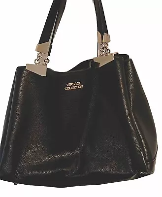 Versace Collection Authentic I  Should Bag Black Leather Handbag Shoulder Bag • $45.20