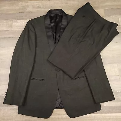 Calvin Klein Tuxedo Mens 42L Black Shawl Collar 2pc Blazer Pants Formal Wedding • $74.95