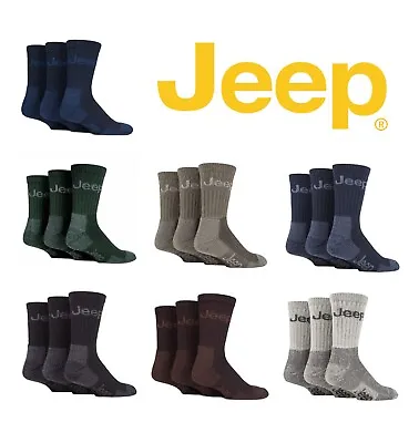 Jeep Mens Boot Socks Outdoor Terrain 3 Pairs In Various Colours Size 6-11 12-14 • £10.99