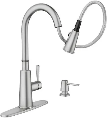 🆕 Moen 87163SRS FENN Pulldown Kitchen Faucet W/Soap Spot Resist Stainless READ • £94.49