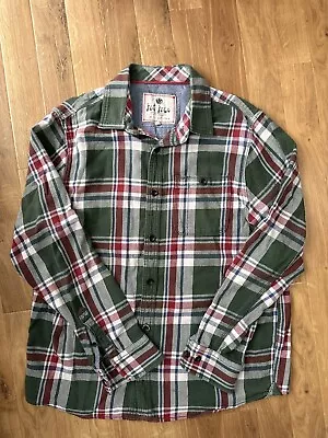 Fat Face Men's Plaid Check Tartan Shirt L Long Sleeved Cotton Worn Green Thick • £19.99