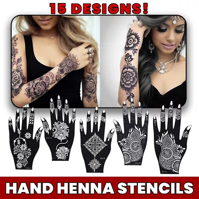 Henna Stencils Hand Mehndi Art Template India Lace Body Temporary Tattoo 2pcs • £3.87