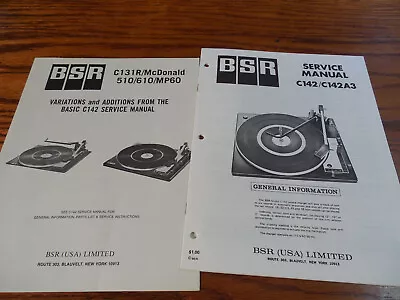 BSR C142 C131R McDonald 510/610/MP60 Turntable Service  Manual. • $20