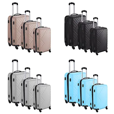 Luggage Suitcase 3pcs Set Trolley Wheels Lightweight Travel Cabin 4 Wheels Bag • £69.99