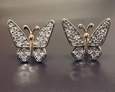Diamond Butterfly Earrings 14k • $775