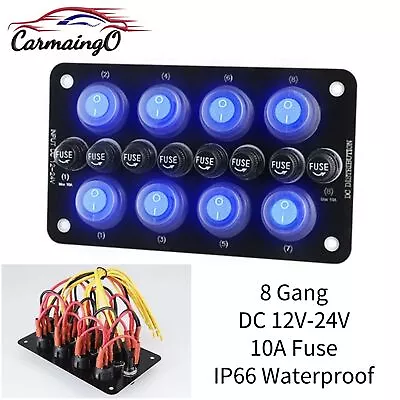 8 Gang LED Circuit Toggle Switch Panel ON/OFF Waterproof For RV Car Marine Boat • $20.49